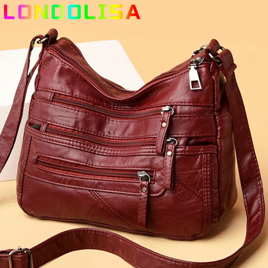 High Quality Women's Soft PU Leather Shoulder Bags Multi-Layer Pockets Classic Crossbody Bag Luxury Designer Handbags and Purses