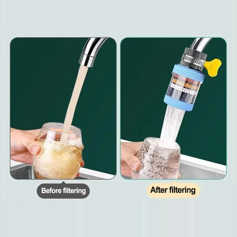 6-Layers Universal Kitchen Faucet Purifier Tap Filter Water Saving Bubbler Activated Carbon Filtration Shower Head Nozzle Filter