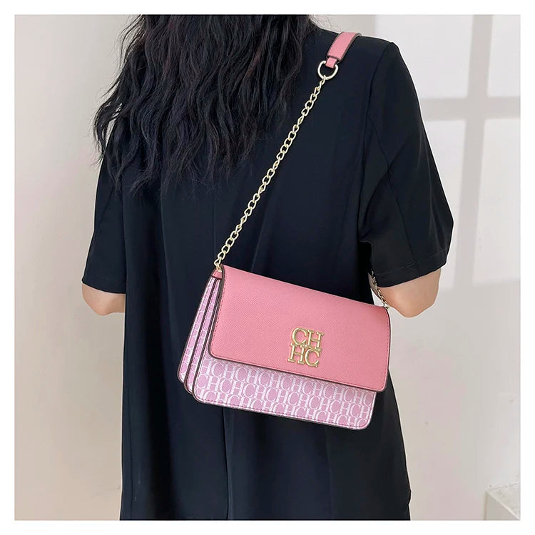 CH Pure Color Design Classic Ladies Crossbody Bag Fashion Luxury Brand Multi Embossed Ladies Handbag Ladies Shoulder Bag