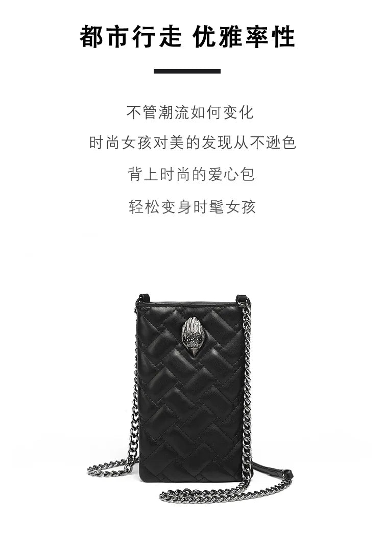 2024 New Trendy Women's Bag with Herringbone Chain Shoulder Bag, Crossbody Bag, Eagle Head, and Phone Bag