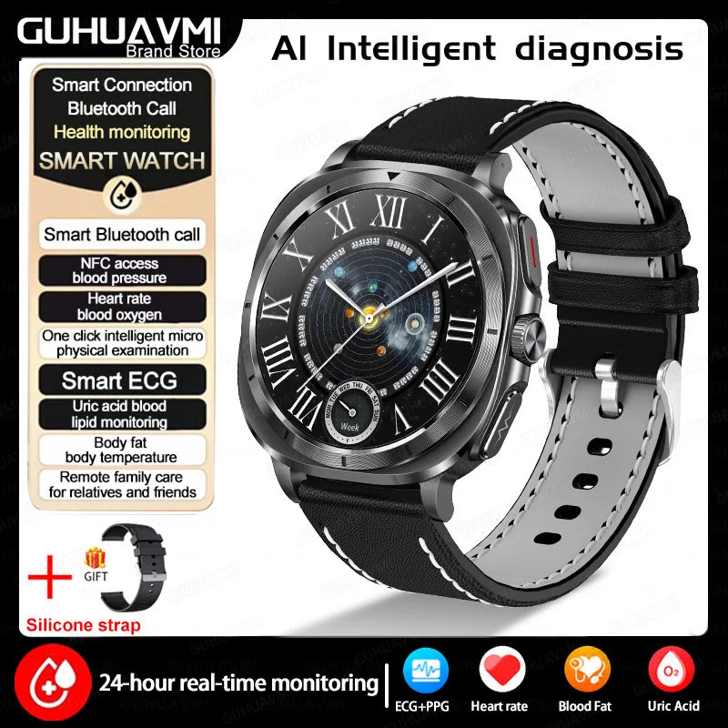 2025 New For Samsung Galaxy Watch 7 Blood Lipids Uric Acid Blood Pressure Body Analysis Smart Watch ECG+PPG Clock Smartwatch Men