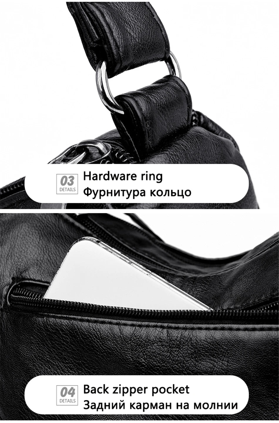 High Quality Women's Soft PU Leather Shoulder Bags Multi-Layer Pockets Classic Crossbody Bag Luxury Designer Handbags and Purses