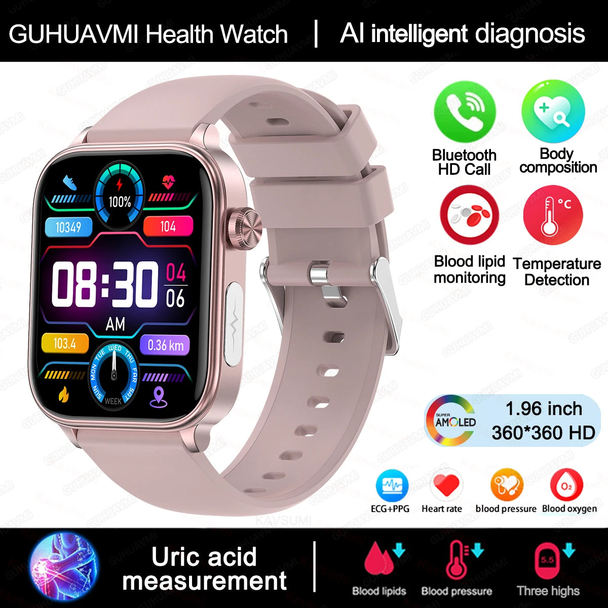 For Xiaomi ECG+PPG Monitoring Smart Watch Women Body Composition Blood Lipid Uric Acid Women Menstrual Health Tracker Smartwatch