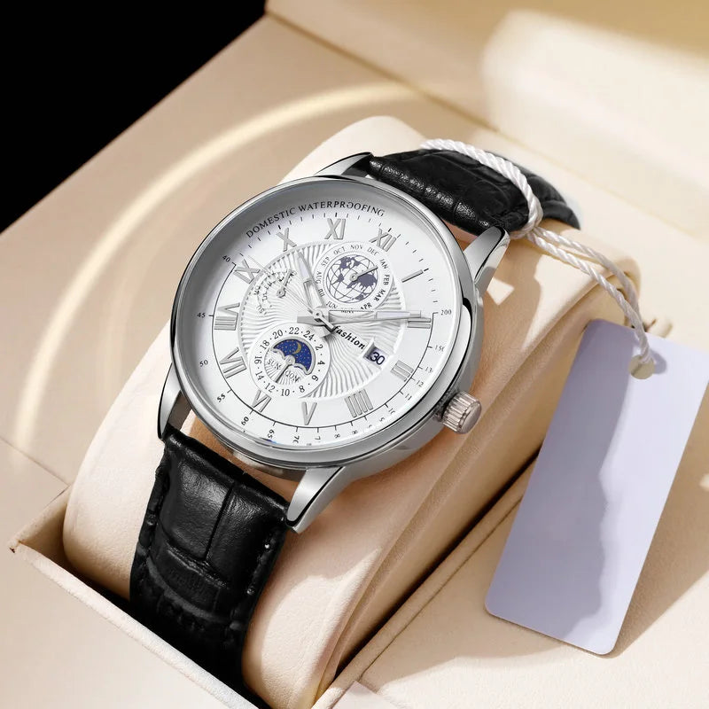 China Brand ACHENGY Men Watch Fashion Top Luxury Sport Men's Wristwatch Waterproof Luminous Leather Date Quartz Watches Manclock