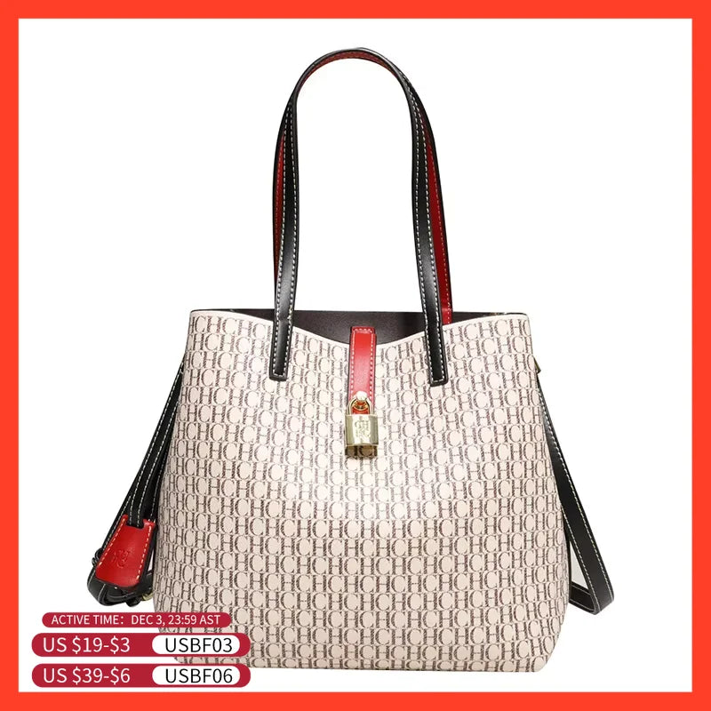 CH Women's Bag 2024 New Large Capacity  Single Shoulder Messenger  Small Bucket Bag 100% Leather Metal Decoration