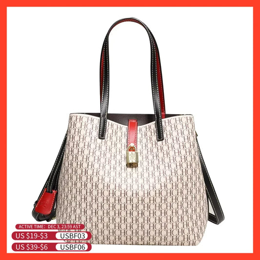 CH Women's Bag 2024 New Large Capacity  Single Shoulder Messenger  Small Bucket Bag 100% Leather Metal Decoration