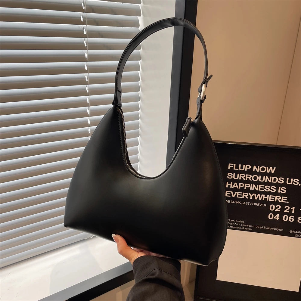 MOODS Fashion Underarm Shoulder Bags For Women PU Leather Pure Color Armpit Hobo Bag 2024 New Luxury Designer Purses And Handbag