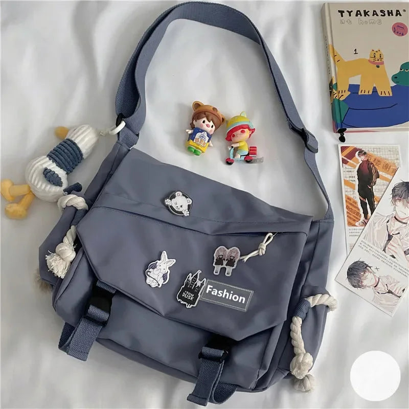 Youth Fashion Nylon Crossbody Bags for Women Handbags Shoulder Bag Large Capacity Solid Canvas Messenger Bag Girls School Bags