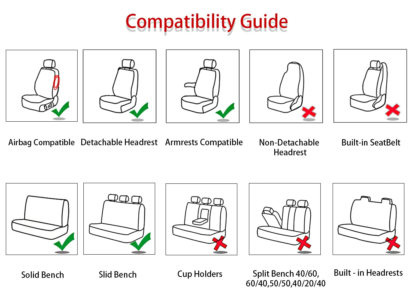 AUTO HIGH Universal Auto Seat Covers Full Set for Car Truck SUV Van Polyester Front & Rear Protector Black