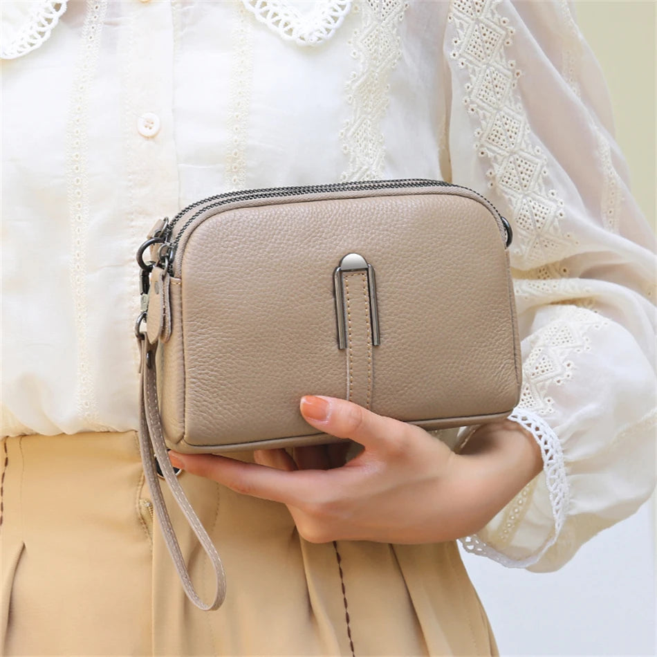 Genuine Leather Bag Luxury Women's Crossbody Bag for Woman Female Solid Color Clutch Phone Bags Shoulder Bag Messenger Bag Sac