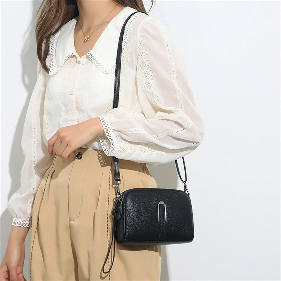 Genuine Leather Bag Luxury Women's Crossbody Bag for Woman Female Solid Color Clutch Phone Bags Shoulder Bag Messenger Bag Sac