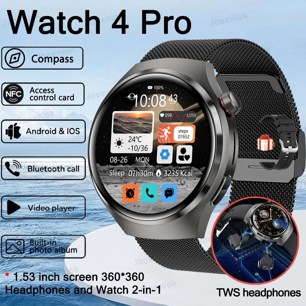 2025 New for HUAWEI Original Premium GPS Smart Watch TWS 2 in 1 NFC Bluetooth Call Earphone Heart Rate Waterproof Smart Bracelet
