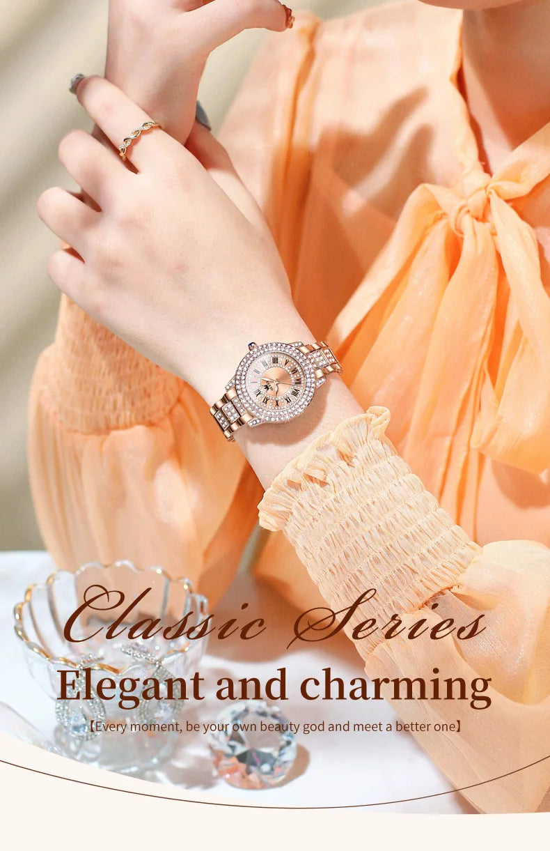 OLEVS 9943 Original Diamond Watch for Women Luxury Elegant Stainless steel Waterproof Quartz Wristwatch Fashion Ladies' Watches