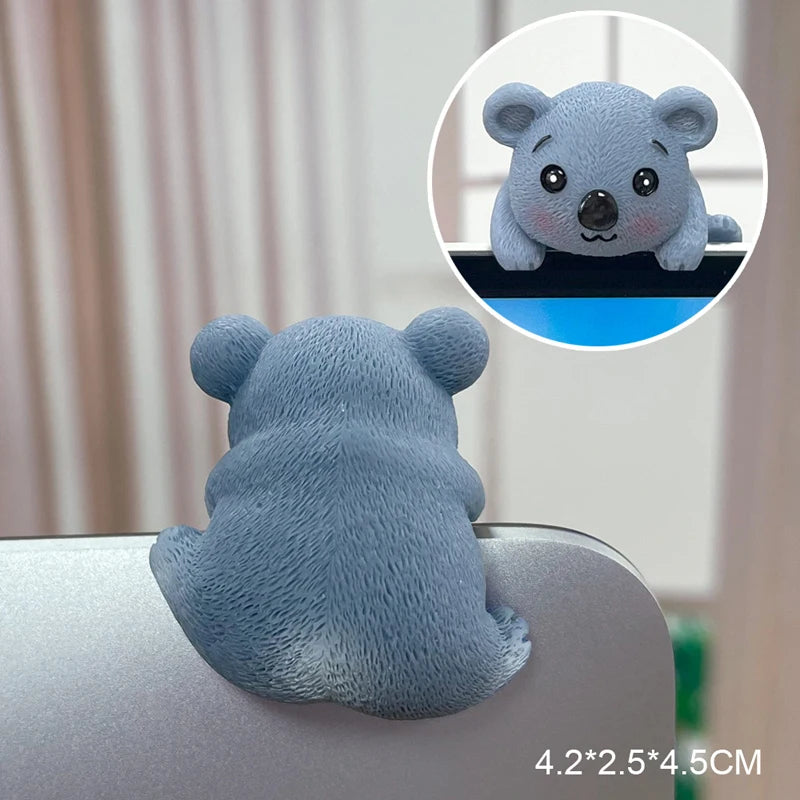 Creative Resin Car Center Console Navigator Screen Lying Panda Animal Decoration Computer Display Koala Model Pig Bear Toy Gift