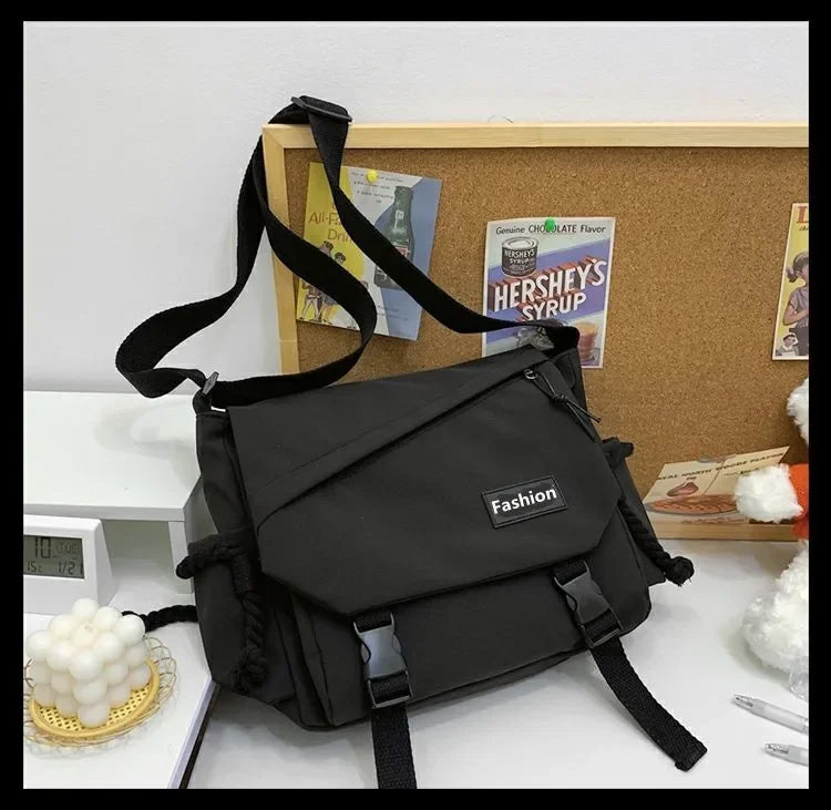 Youth Fashion Nylon Crossbody Bags for Women Handbags Shoulder Bag Large Capacity Solid Canvas Messenger Bag Girls School Bags