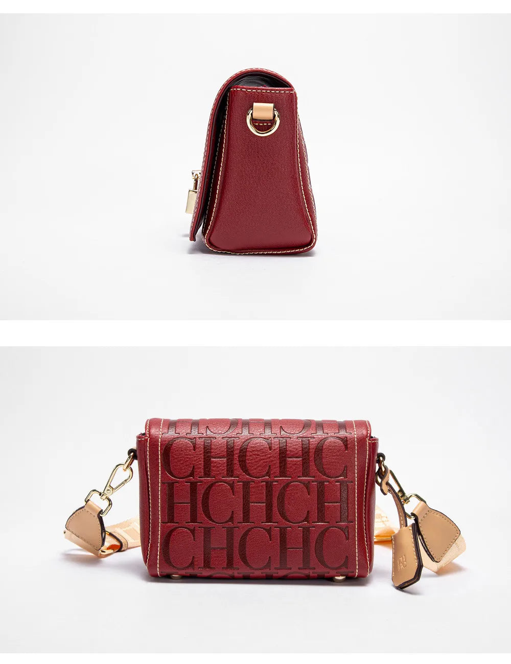 CHHC Women's Shoulder Bag Fashion Design Model Metal 2024 Fashion Solid Colour Accessories Buckle  Luxury Brand Printed Head Bag