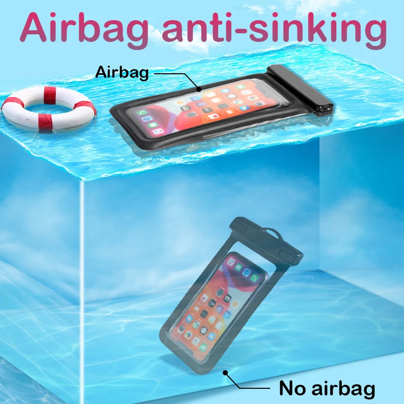 Universal IP68 Waterproof Swim Case Cover For iPhone 16 15 14 13 12 11 Pro Max Xiaomi Samsung S23 Air Bag Cover Phone Accessory