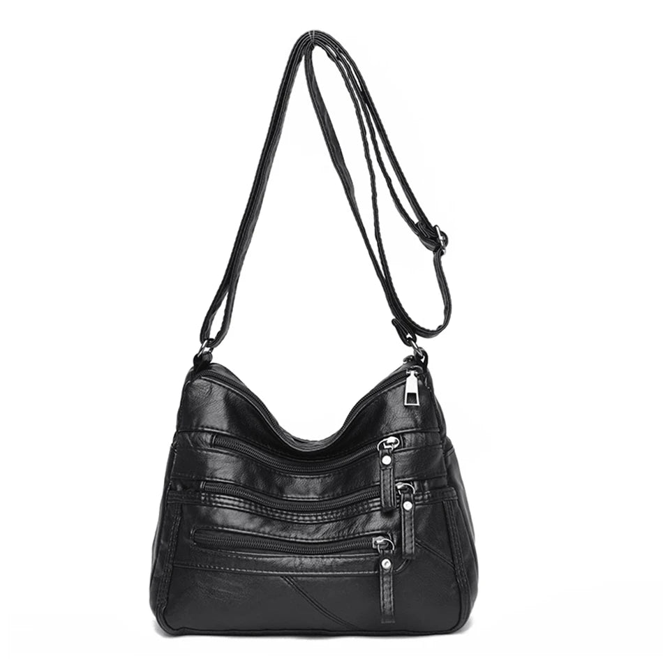 High Quality Women's Soft PU Leather Shoulder Bags Multi-Layer Pockets Classic Crossbody Bag Luxury Designer Handbags and Purses