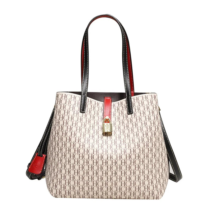 CH Women's Bag 2024 New Large Capacity  Single Shoulder Messenger  Small Bucket Bag 100% Leather Metal Decoration