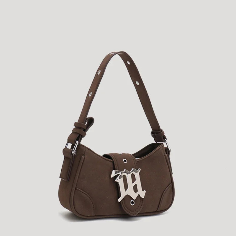 Casual Bags For Women Luxury Designer Brand Handbags And Purses 2024 New In PU Nubuck Sheet Metal Decoration Crossbody Bag Small