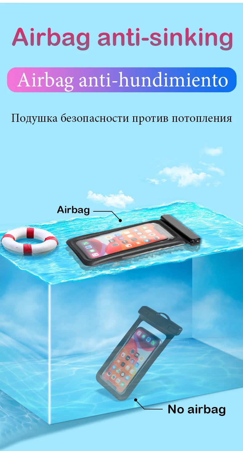 360° Full Cover Airbag Waterproof Swim Bag Phone Case For iPhone 16 15 14 13 12 11 Samsung S22 S23 S24 Xiaomi Redmi Phone Cover