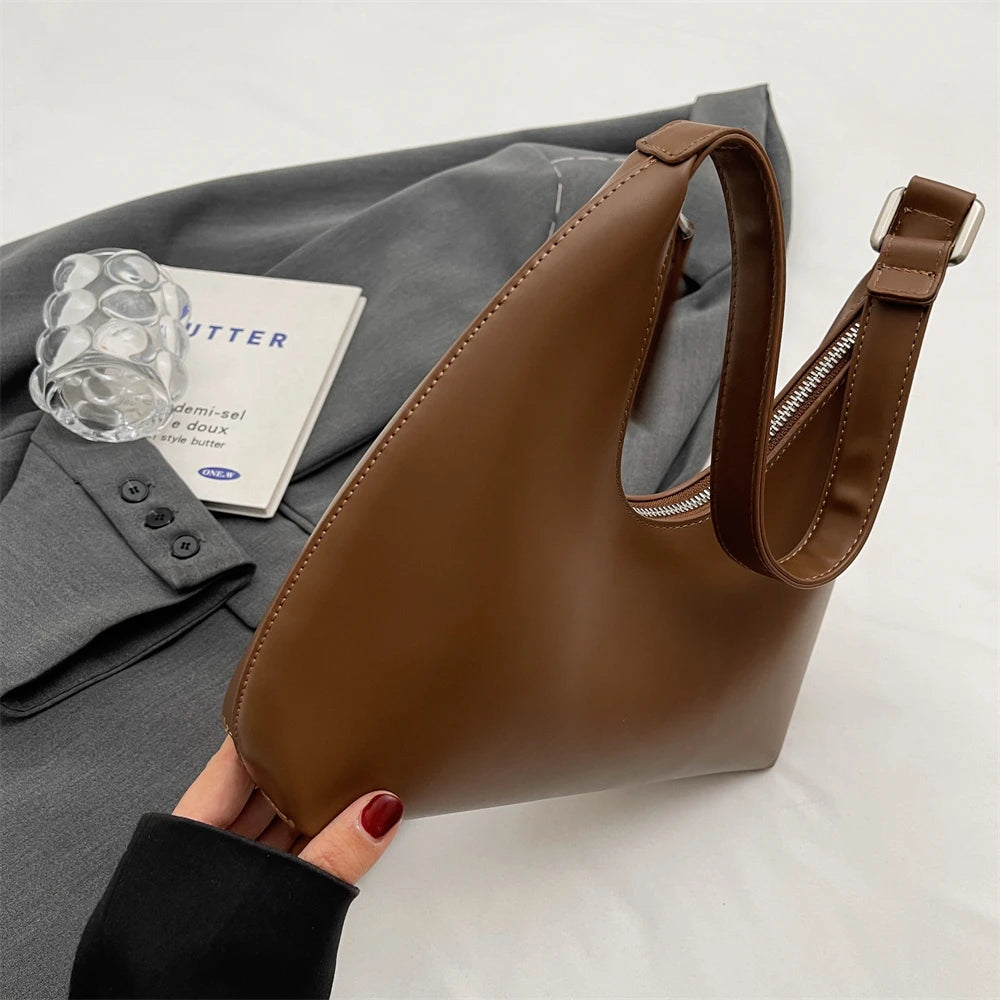 MOODS Fashion Underarm Shoulder Bags For Women PU Leather Pure Color Armpit Hobo Bag 2024 New Luxury Designer Purses And Handbag