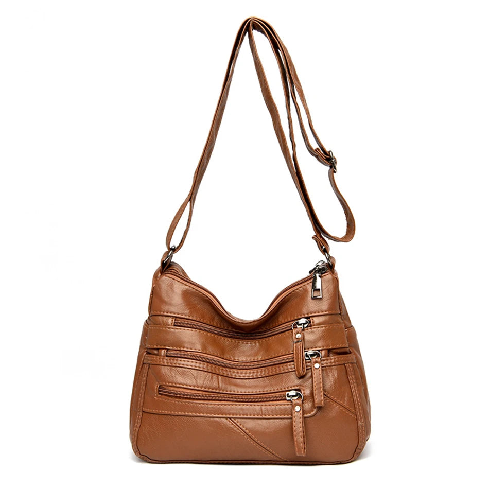 High Quality Women's Soft PU Leather Shoulder Bags Multi-Layer Pockets Classic Crossbody Bag Luxury Designer Handbags and Purses