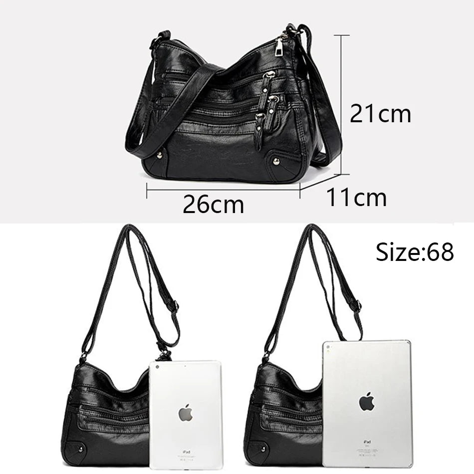 High Quality Women's Soft PU Leather Shoulder Bags Multi-Layer Pockets Classic Crossbody Bag Luxury Designer Handbags and Purses