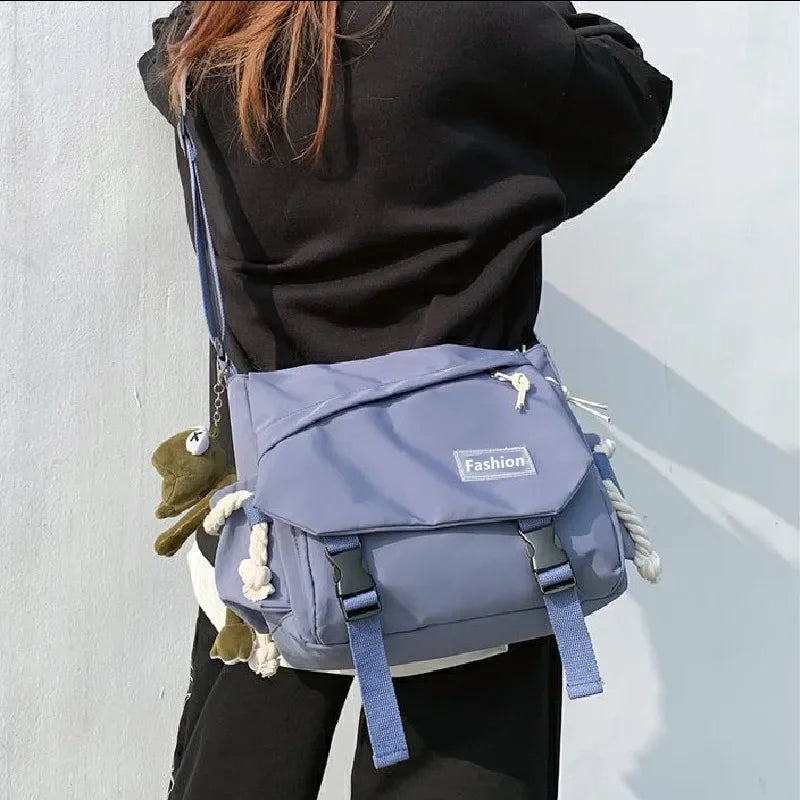 Youth Fashion Nylon Crossbody Bags for Women Handbags Shoulder Bag Large Capacity Solid Canvas Messenger Bag Girls School Bags