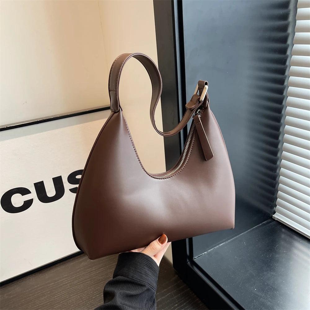 MOODS Fashion Underarm Shoulder Bags For Women PU Leather Pure Color Armpit Hobo Bag 2024 New Luxury Designer Purses And Handbag