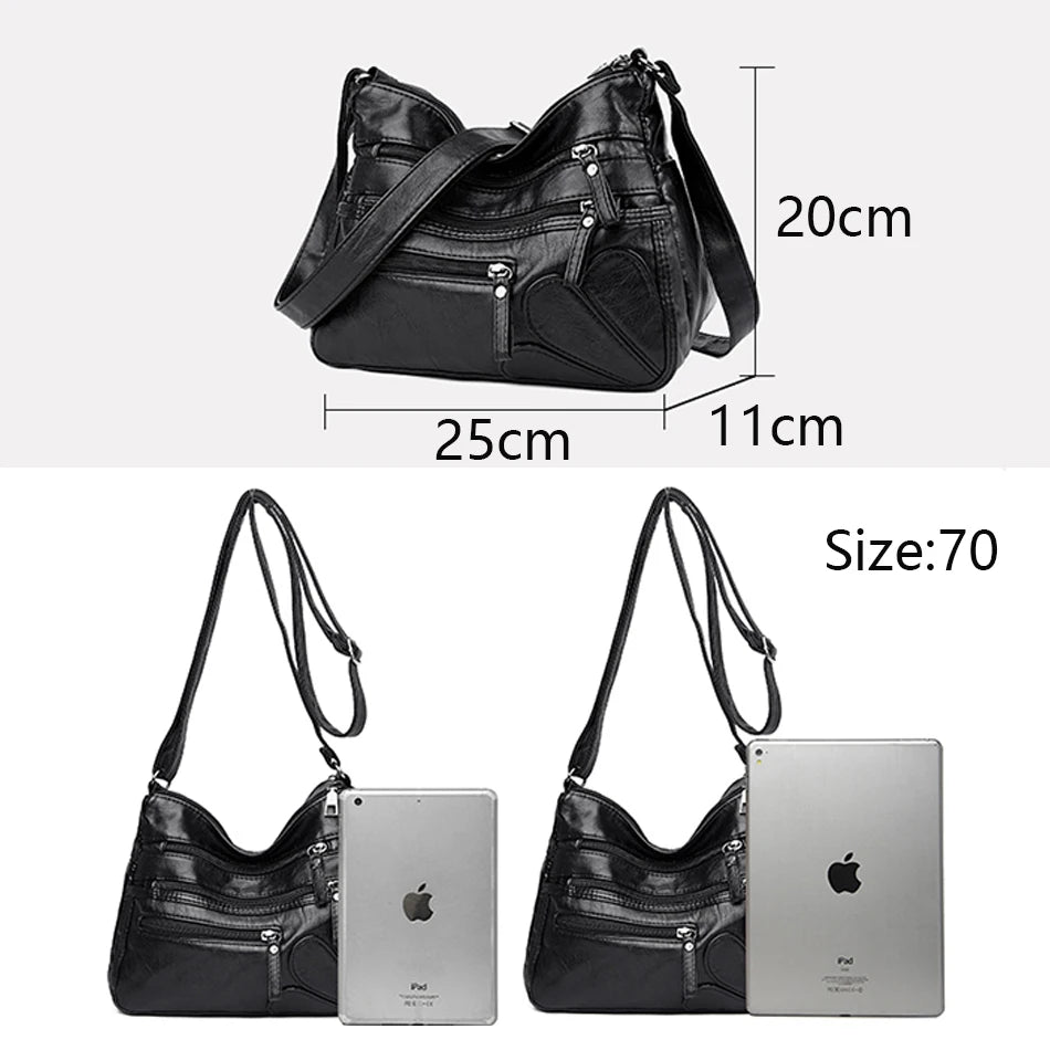 High Quality Women's Soft PU Leather Shoulder Bags Multi-Layer Pockets Classic Crossbody Bag Luxury Designer Handbags and Purses