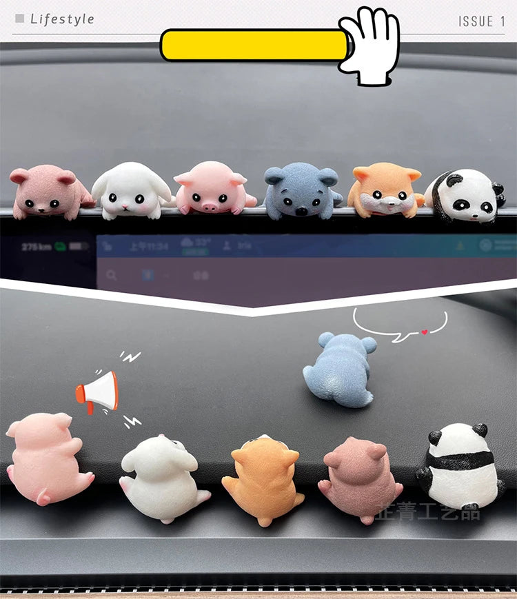 Creative Resin Car Center Console Navigator Screen Lying Panda Animal Decoration Computer Display Koala Model Pig Bear Toy Gift