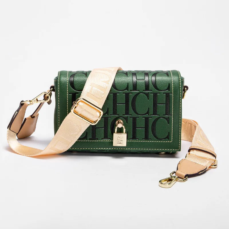 CHHC Women's Shoulder Bag Fashion Design Model Metal 2024 Fashion Solid Colour Accessories Buckle  Luxury Brand Printed Head Bag