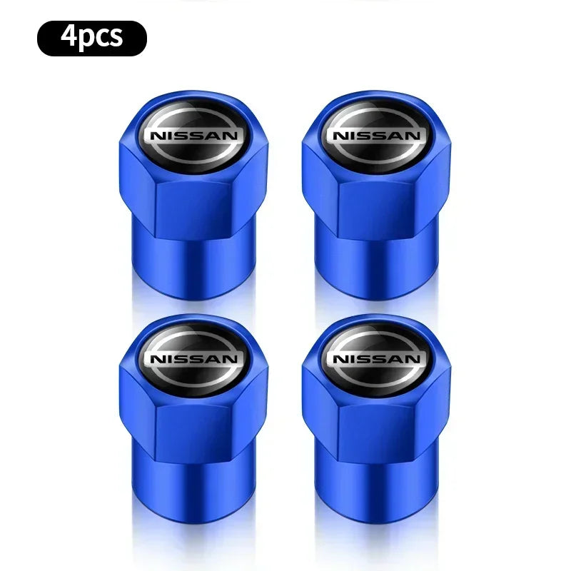 4PCS Car Badge Wheel Tires Valve Caps Metal Tyre Dust Covers For Nissan J10 X-Trail Qashqai Juke Leaf Micra NOTE Patrol Gadgets
