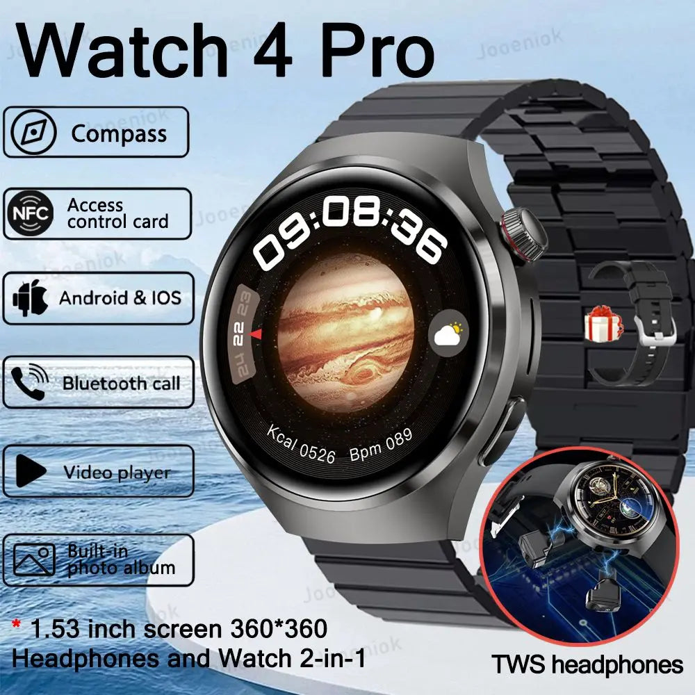 2025 New for HUAWEI Original Premium GPS Smart Watch TWS 2 in 1 NFC Bluetooth Call Earphone Heart Rate Waterproof Smart Bracelet
