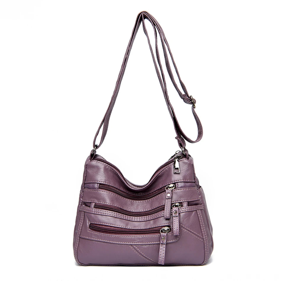 High Quality Women's Soft PU Leather Shoulder Bags Multi-Layer Pockets Classic Crossbody Bag Luxury Designer Handbags and Purses