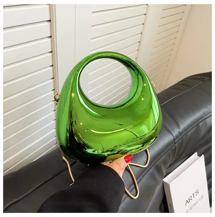 Hot Selling Women's Crossbody Bag 2025 New PVC Metallic Luster Half Moon Party Banquet Women's Bag Luxury Handbag Bolso De Mujer