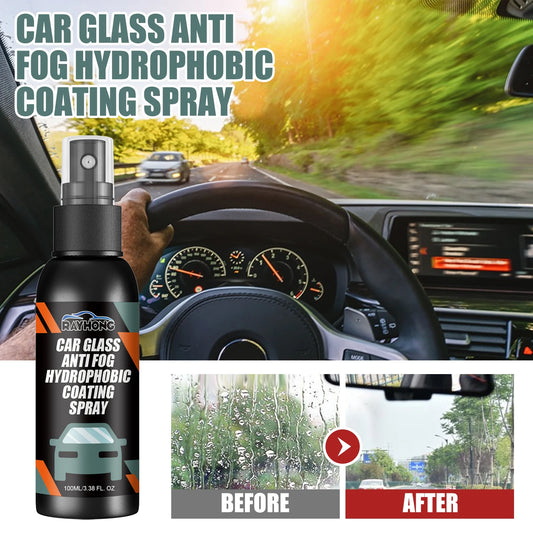Hydrophobic Windshield Spray - Water Repellent Anti-Fog Coating for Car & Mirrors,Quick-Drying Streak-Free Protection & Cleaning