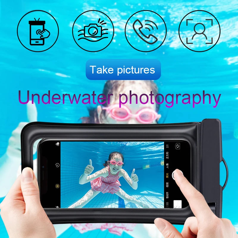 Universal IP68 Waterproof Swim Case Cover For iPhone 16 15 14 13 12 11 Pro Max Xiaomi Samsung S23 Air Bag Cover Phone Accessory