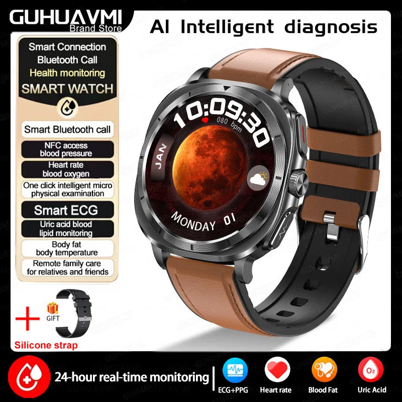 2025 New For Samsung Galaxy Watch 7 Blood Lipids Uric Acid Blood Pressure Body Analysis Smart Watch ECG+PPG Clock Smartwatch Men