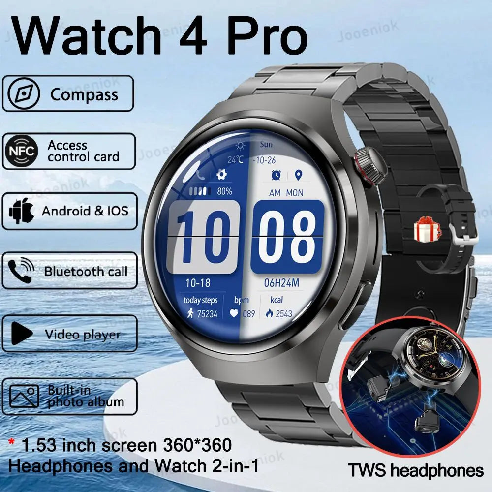 2025 New for HUAWEI Original Premium GPS Smart Watch TWS 2 in 1 NFC Bluetooth Call Earphone Heart Rate Waterproof Smart Bracelet