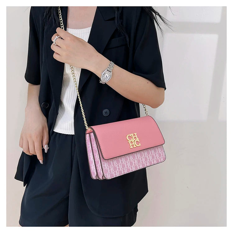 CH Pure Color Design Classic Ladies Crossbody Bag Fashion Luxury Brand Multi Embossed Ladies Handbag Ladies Shoulder Bag