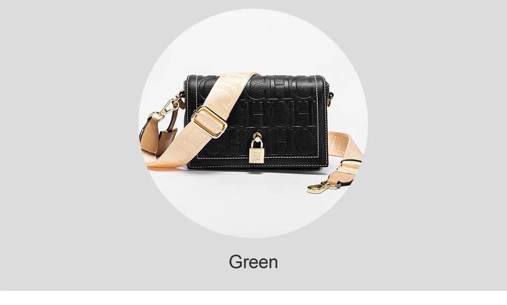 CHHC Women's Shoulder Bag Fashion Design Model Metal 2024 Fashion Solid Colour Accessories Buckle  Luxury Brand Printed Head Bag