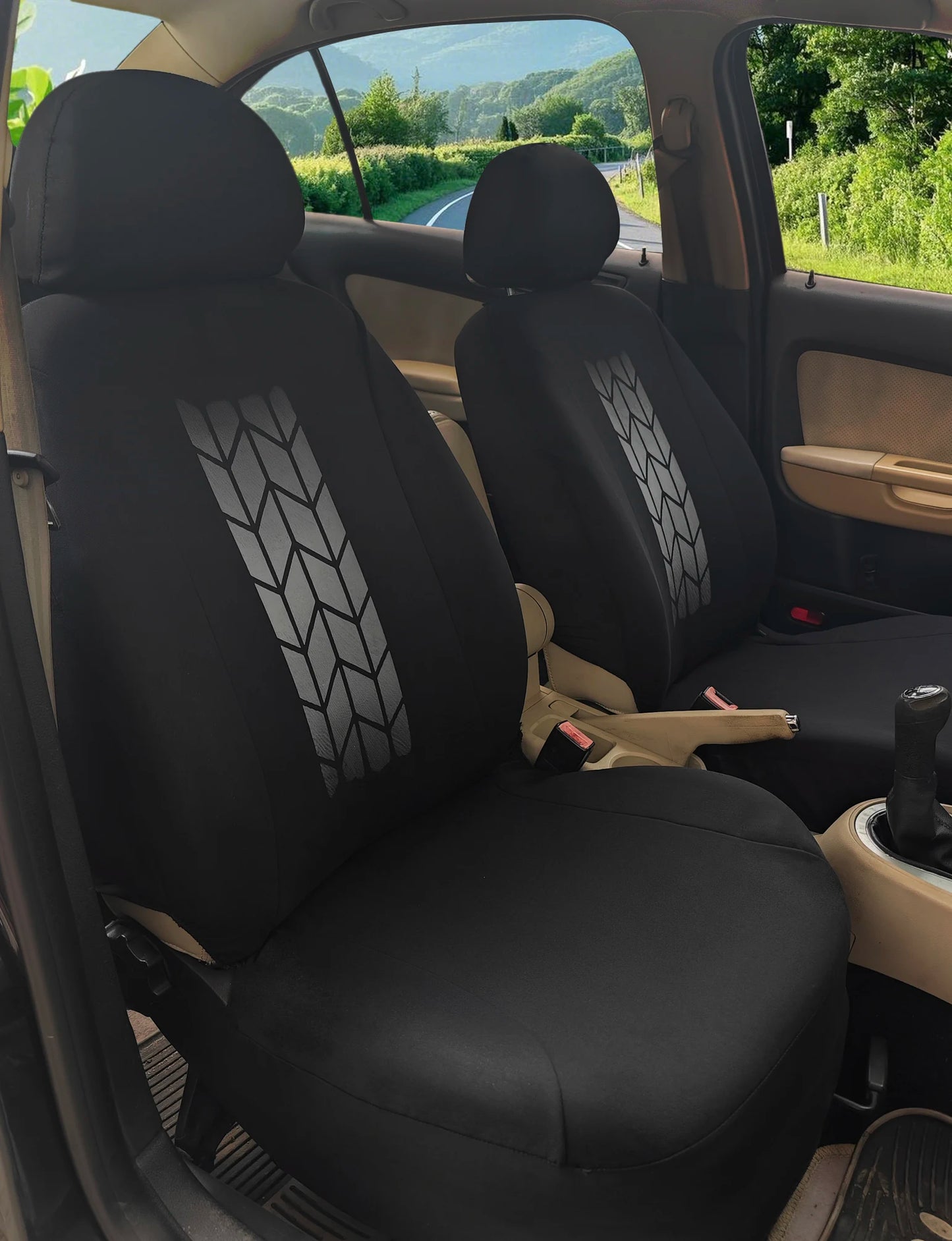 AUTO HIGH Universal Auto Seat Covers Full Set for Car Truck SUV Van Polyester Front & Rear Protector Black