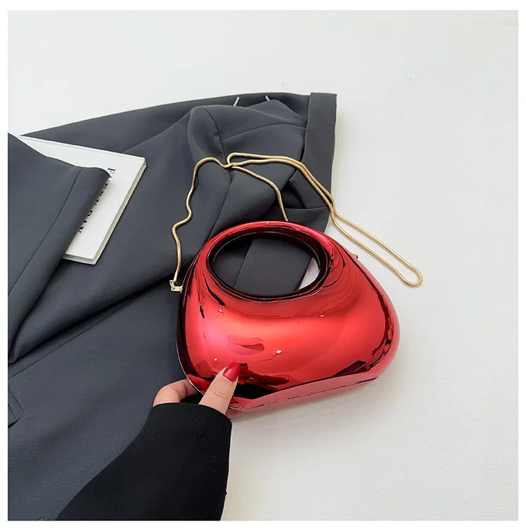 Hot Selling Women's Crossbody Bag 2025 New PVC Metallic Luster Half Moon Party Banquet Women's Bag Luxury Handbag Bolso De Mujer
