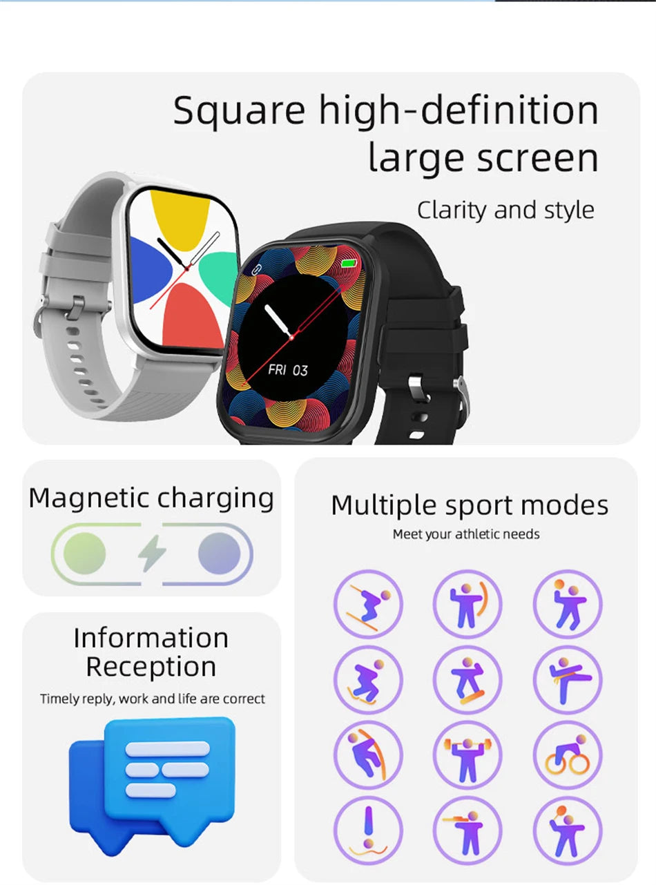 2024 New For Xiaomi Huawei Samsung Smart Watch Men Women Heart Rate Blood Pressure Fitness Tracker Bluetooth Call Smartwatch Man