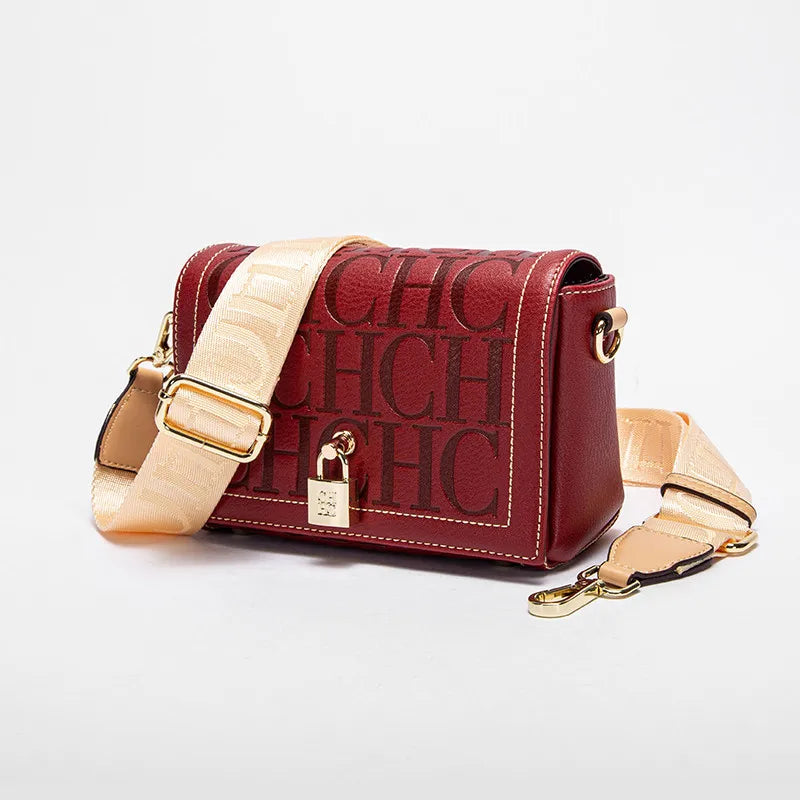 CHHC Women's Shoulder Bag Fashion Design Model Metal 2024 Fashion Solid Colour Accessories Buckle  Luxury Brand Printed Head Bag