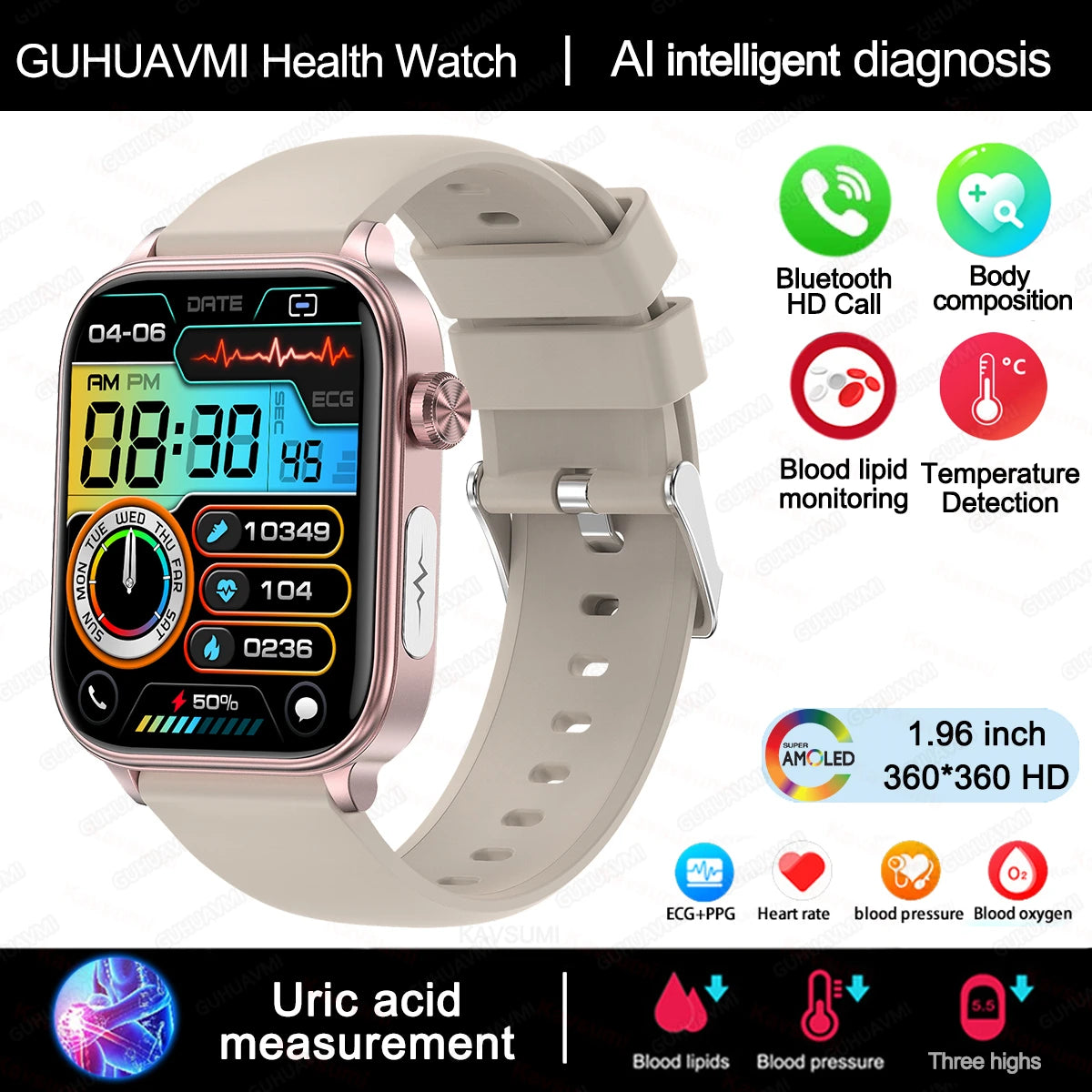For Xiaomi ECG+PPG Monitoring Smart Watch Women Body Composition Blood Lipid Uric Acid Women Menstrual Health Tracker Smartwatch