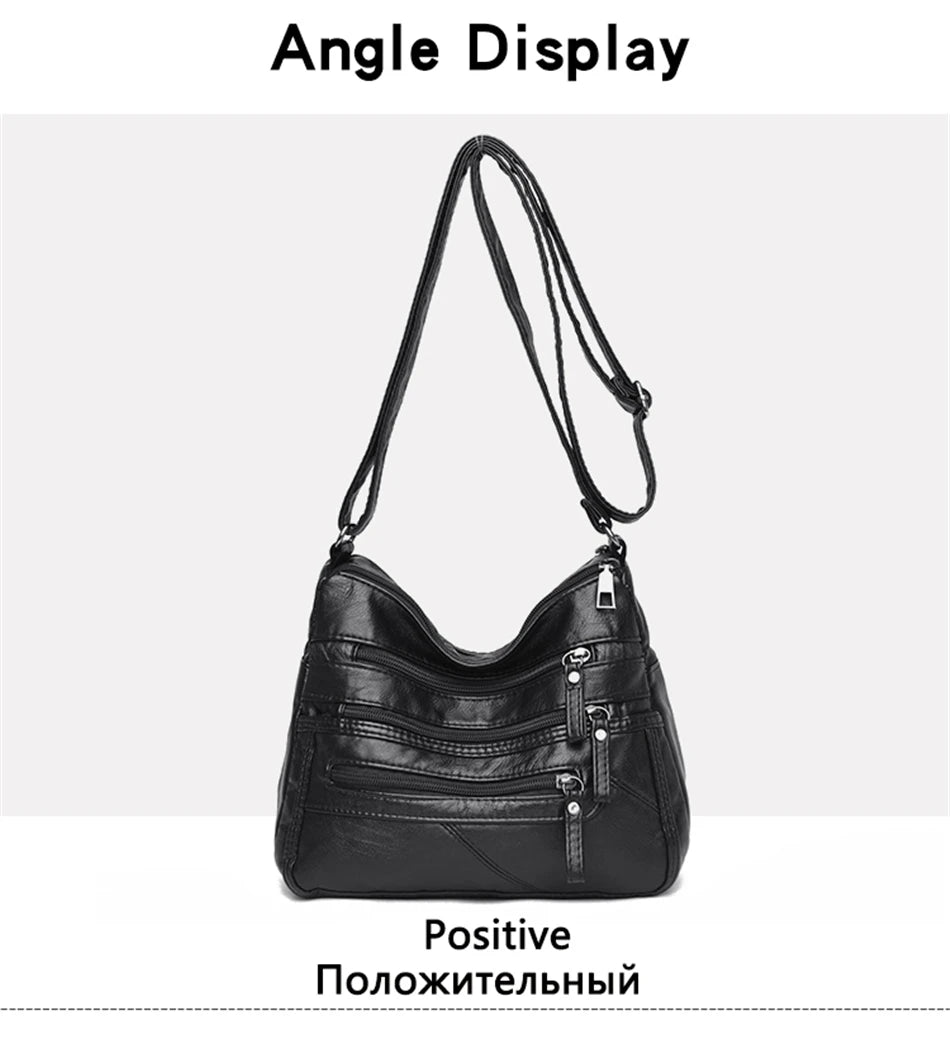 High Quality Women's Soft PU Leather Shoulder Bags Multi-Layer Pockets Classic Crossbody Bag Luxury Designer Handbags and Purses