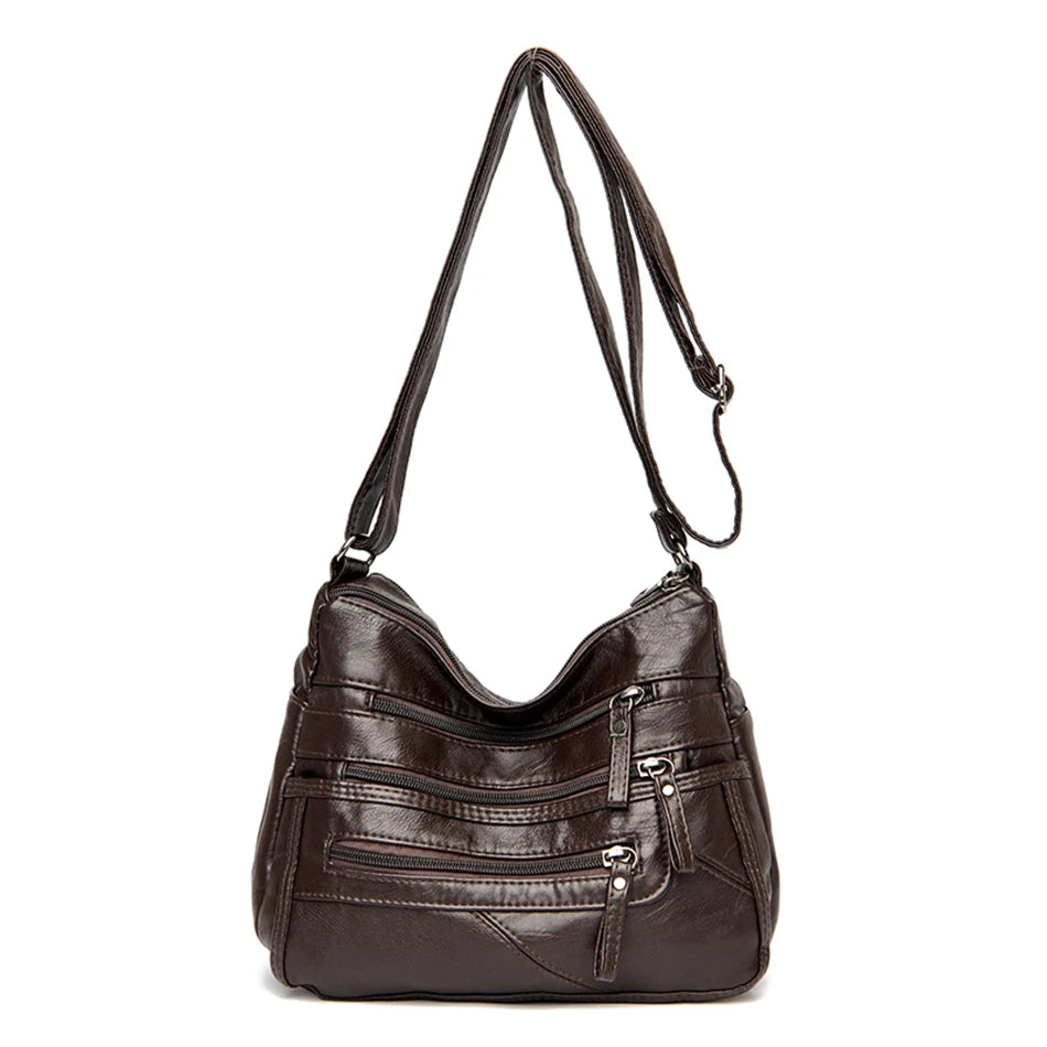 High Quality Women's Soft PU Leather Shoulder Bags Multi-Layer Pockets Classic Crossbody Bag Luxury Designer Handbags and Purses